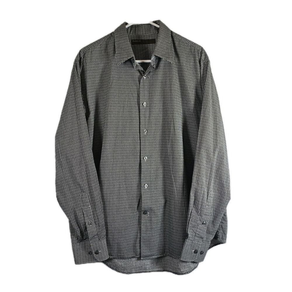 Perry Ellis Dress Shirt Mens XL Button-up  Geometric Print 100% Cotton EUC